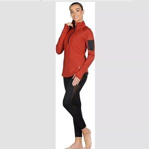 Icyzone rust color athletic 3/4 zip runners jacket long sleeve Size L